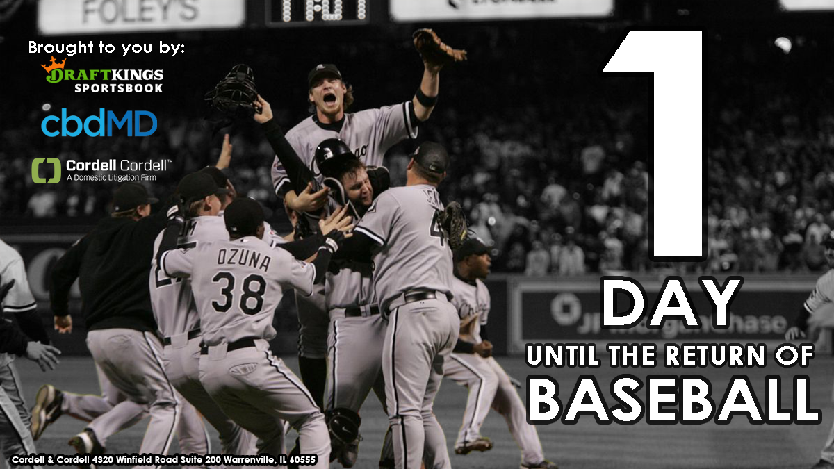 ESPN1000's tweet photo. Two games tonight but the important ones start tomorrow. ONE DAY until Chicago baseball is back!

The return of sports on ESPN Chicago is brought to you by @DraftKings, @cbdmd_usa, and @CordellLaw. https://t.co/bp9LXUiohs