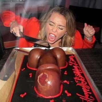 7.the penis cake In 2012, while celebrating Liam Hemsworth's birthday, Miley was captured in licking his penis birthday cake. This was the reason why she was fired from "Hotel Transylvania" and replaced by Selena Gomez
