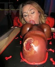 7.the penis cake In 2012, while celebrating Liam Hemsworth's birthday, Miley was captured in licking his penis birthday cake. This was the reason why she was fired from "Hotel Transylvania" and replaced by Selena Gomez