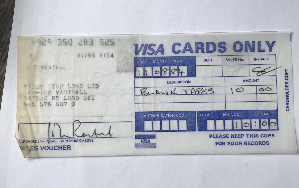 And I was also using this as a bookmark (how you paid by credit card in 1984)