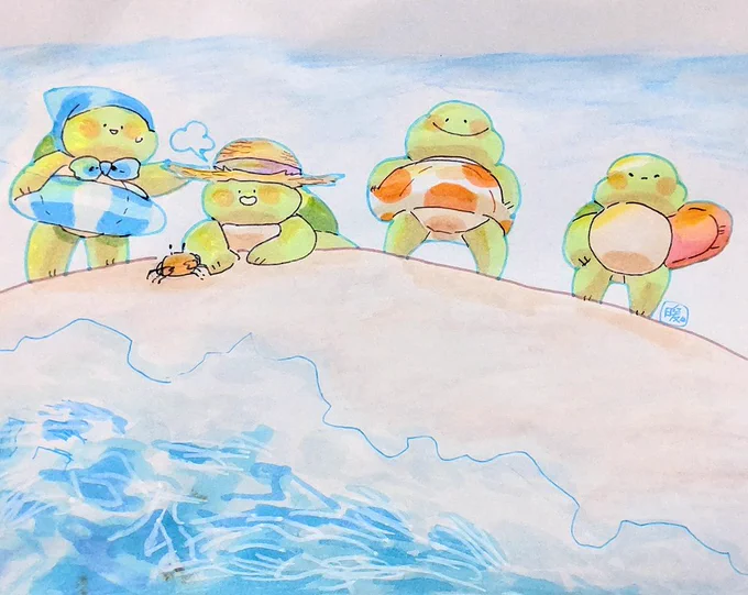 海へ!いざいざ!
(※別ディメンションの心配性な赤い亀がいるヨ!) 