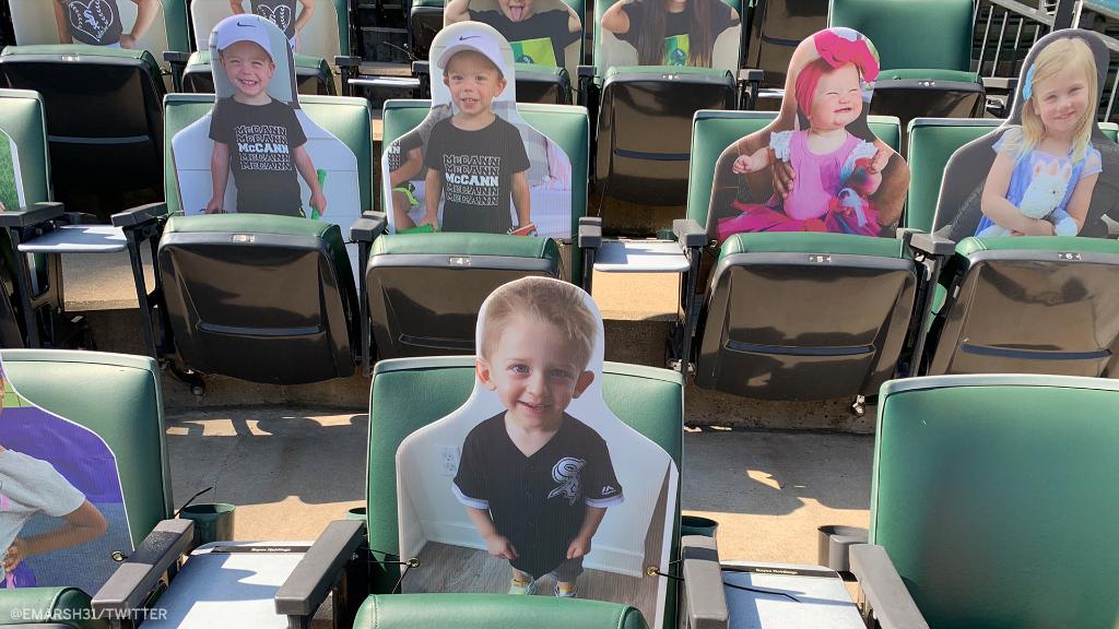 espn's tweet photo. The @whitesox put cardboard cutouts of players' kids in the stands during yesterday's scrimmage ❤️ 

(via @emarsh31, @TimAnderson7) https://t.co/ohYscddX5P