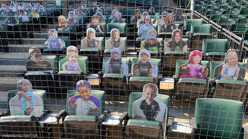 espn's tweet photo. The @whitesox put cardboard cutouts of players' kids in the stands during yesterday's scrimmage ❤️ 

(via @emarsh31, @TimAnderson7) https://t.co/ohYscddX5P