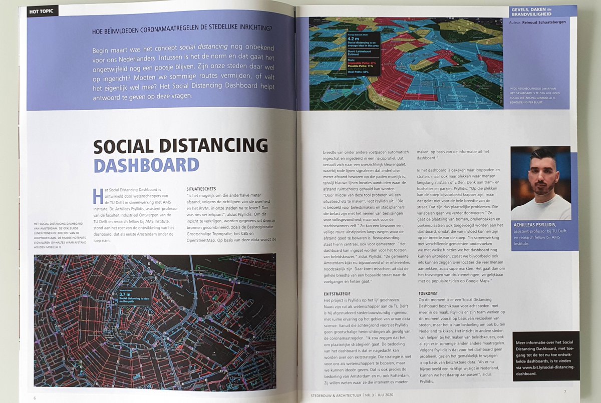 socialglass's tweet photo. Hot off the press! Glad to receive a copy of the latest issue of @StedArch, with an extensive article (in Dutch) on the Social Distancing Dashboard
@tudelft @idetudelft @AMS_institute https://t.co/Zq5TDy4HtP