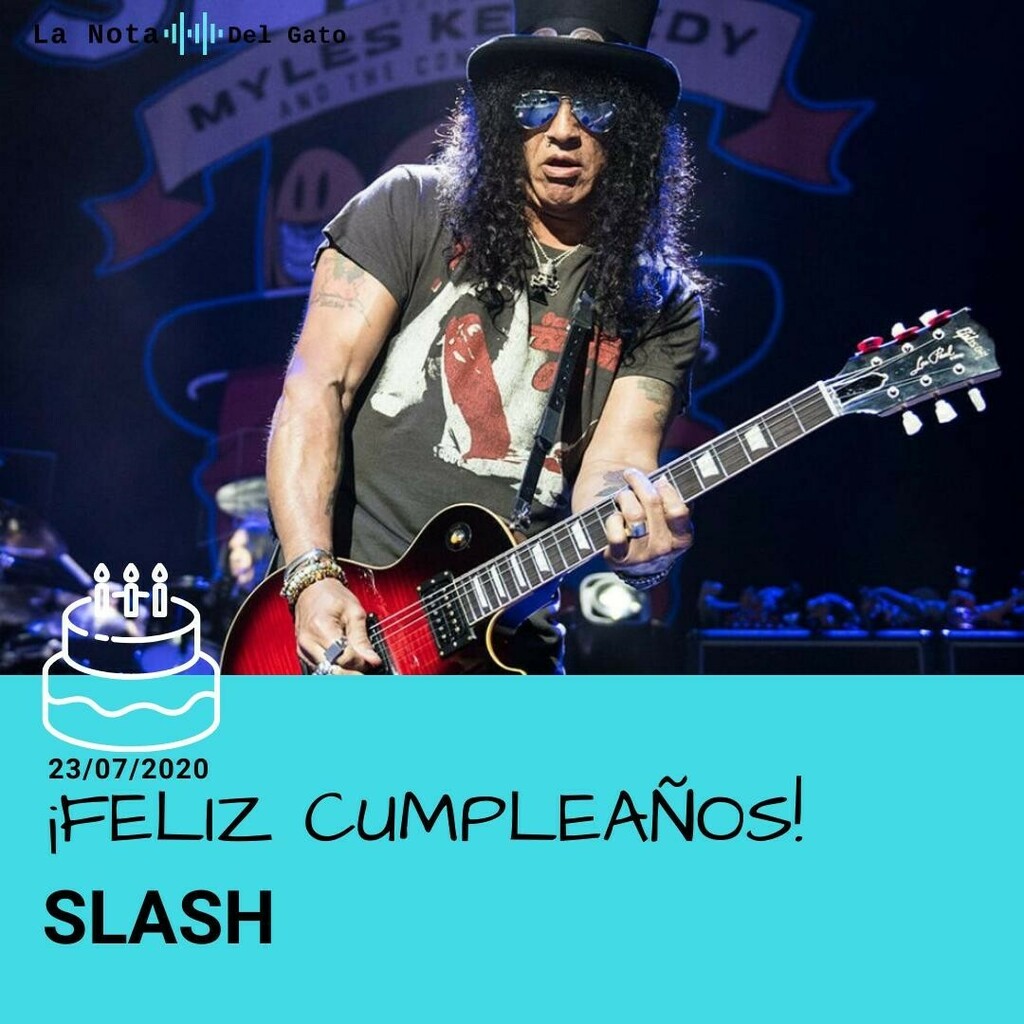 #FelizCumpleaños al músico y compositor británico-estadounidense Saul Hudson, mejor conocido como <a href="/Slash/">Slash</a>, quien cumple 55 años de edad. 
.
.
📸: @cueroymetalradio
.
.
 #lanotadelgato #birthday #usa #british #england #rock #musician #music