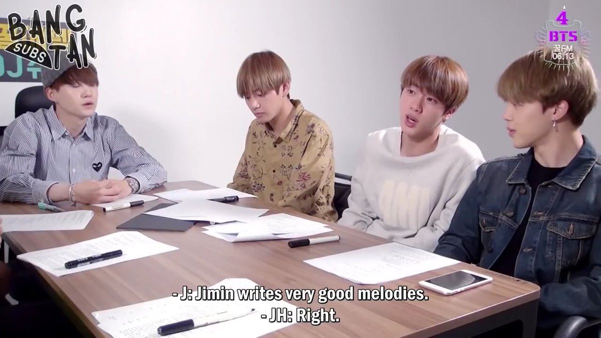 Jimin is also very good at writing melodies. He wrote melody to Blood, Sweat and Tears, one of their biggest hits. Even if he wasn't credited for that. Ekhm ekhm.