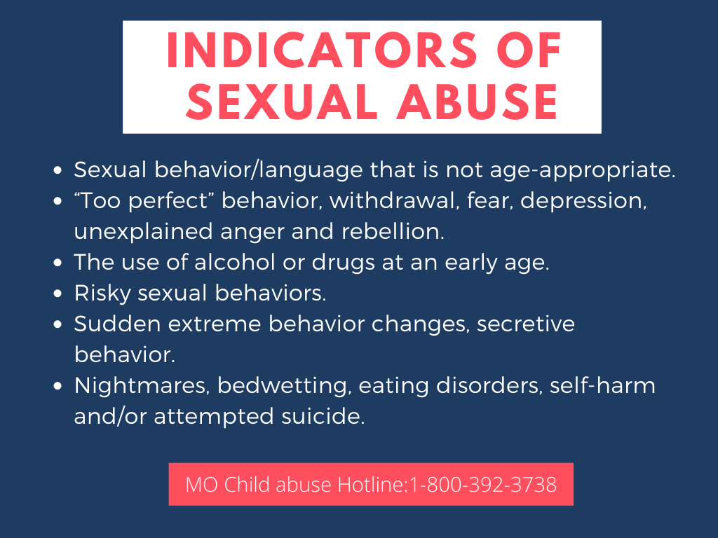 missouri_naca's tweet photo. Sexual abuse is a gross imbalance of power by the abuser over the child. It is incredibly traumatic for the child.
If you know a child is being sexually abused-report. You may be the only adult to speak up. #Essential4Kids #MOKidsFirst #stopchildabuse #Missouri #childabusehotline https://t.co/yPUznGZpJy