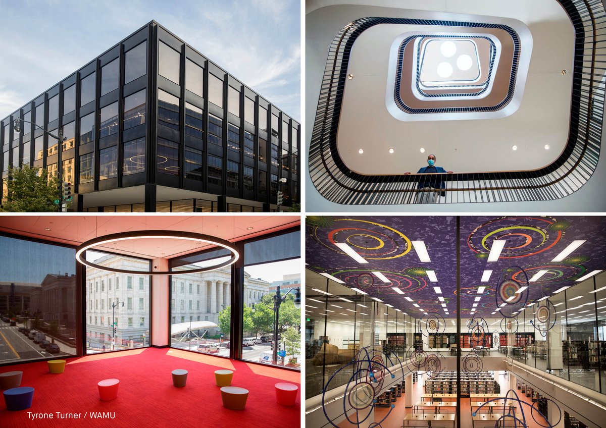 mecanoo_'s tweet photo. Peek inside D.C.'s newly renovated and transformed Martin Luther King Jr. Memorial Library - The imposing black cube that is scheduled to reopen to the public on Sept. 24, after a three-and-a-half-year, $211 million renovation by @Mecanoo and OTJ https://t.co/z97YzK3P0m @wamu885 https://t.co/eAHJ0kbaqU