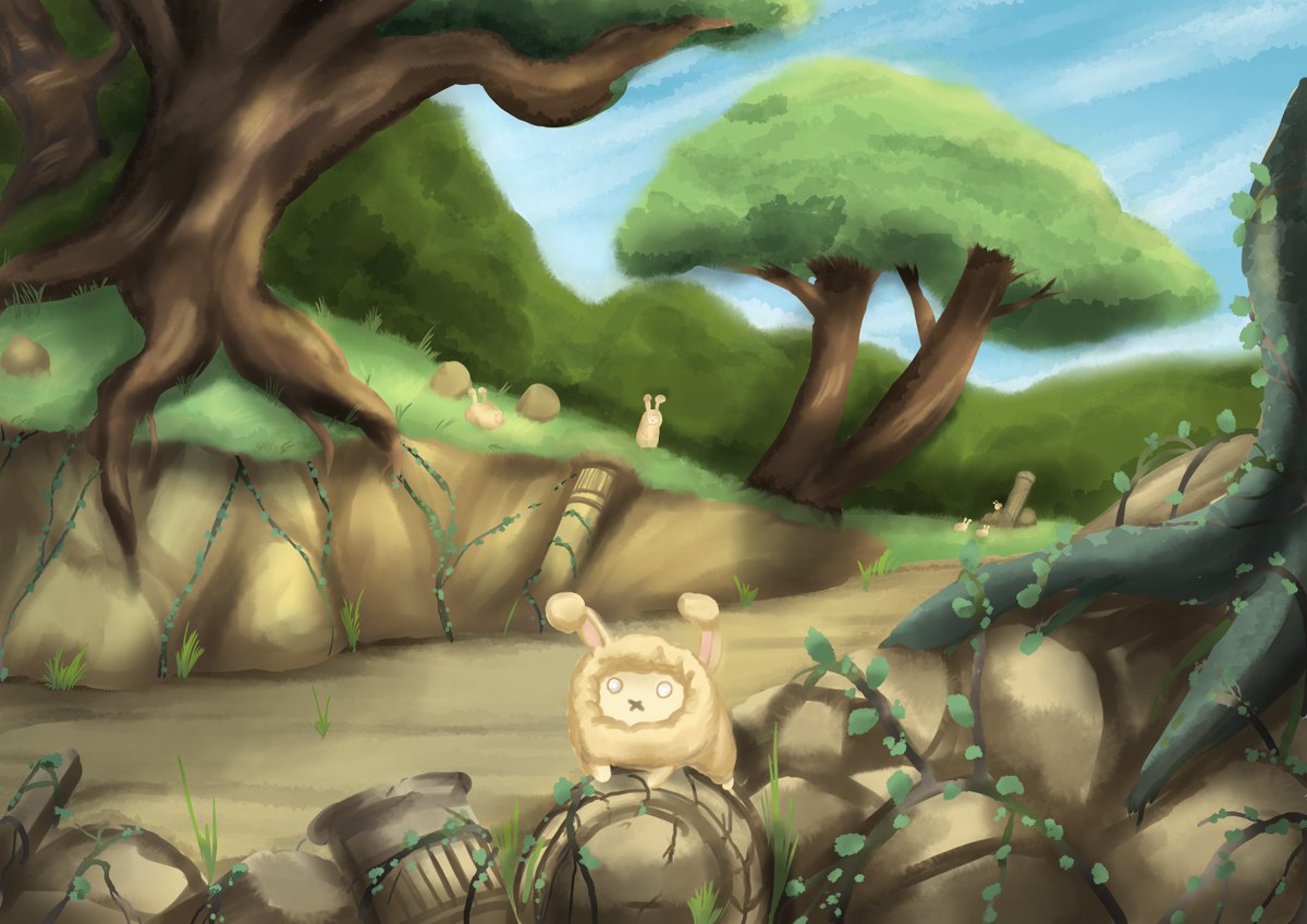 EdRohkovaWelch's tweet photo. Practicing landscapes and trying new brushes, Feat Shabbits #shabbits #phantomfield https://t.co/Fek0MENbCV