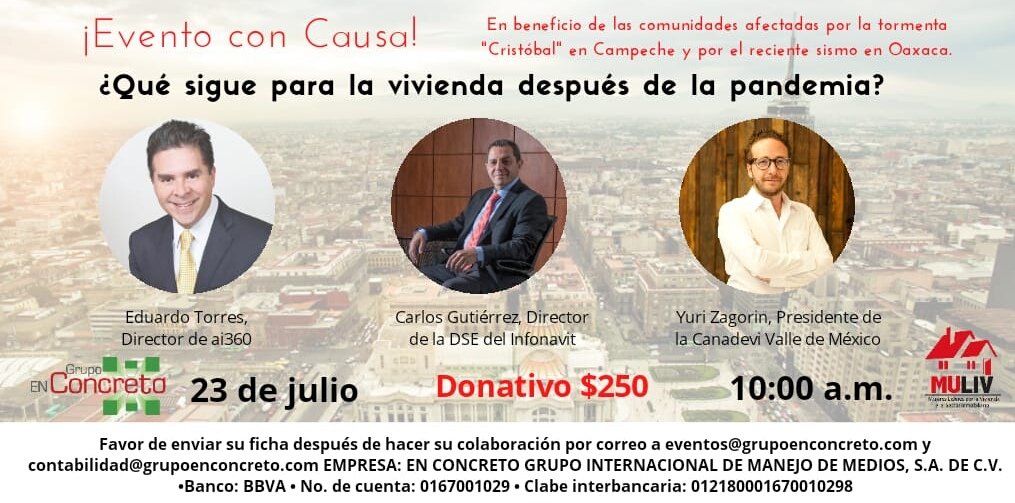 enconcreto's tweet photo. 🗣️¿Qué sigue para la vivienda 🏠 después de la pandemia ?

🎙️Carlos Gutiérrez de la @DSE_INFONAVIT ; @YAlazraki de @canadevi #VM y Eduardo Torres (@Eduardo_T_V ) de @ai360_mx

Hoy https://t.co/sbpg1kWO7A
⏰10:00 hrs
💲Donativo 250.00 
👉Regístrate https://t.co/p4kOijnZqI https://t.co/wSB0ny14t0
