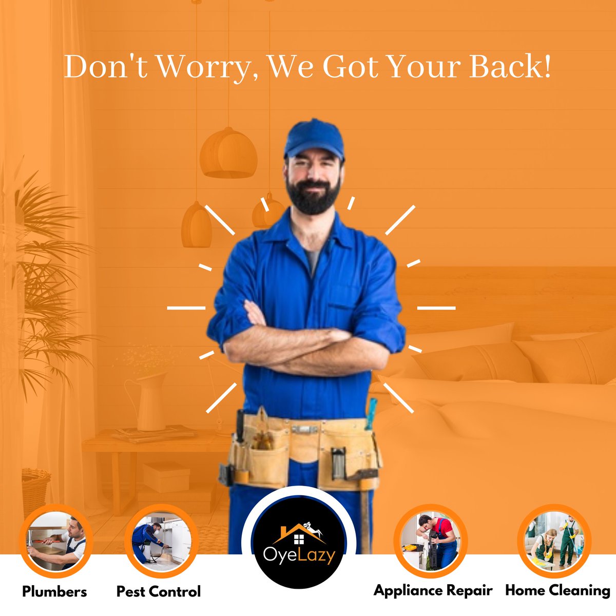 oyelazy's tweet photo. Are you tensed about home service needs? Don't Be, OyeLazy is your one stop solution for all your home service needs! #ApnoKiService #BeOyeLazySafe

DOWNLOAD THE APP NOW: https://t.co/nUVOn4R4MF

#homeservices #Gurugram #gurgaon #Solution #professionalservices #experts #safety https://t.co/drOS73CdKi