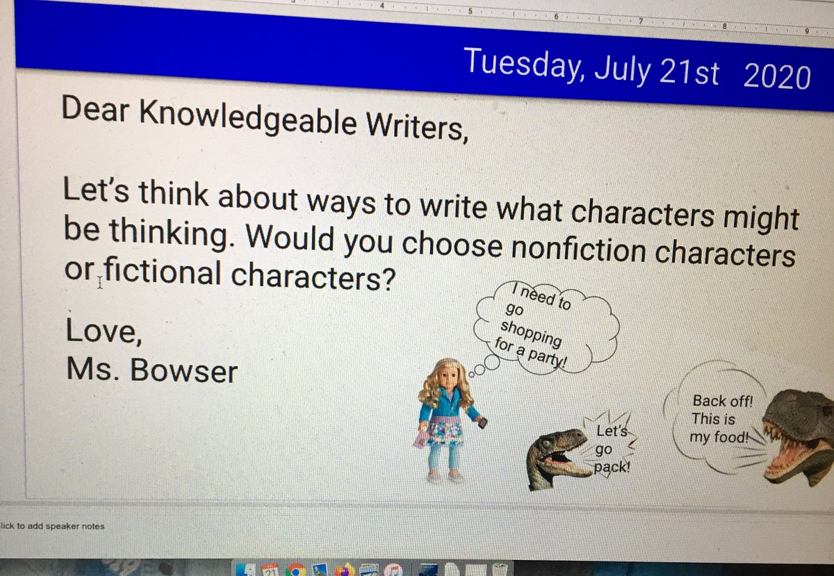 bowwowser1's tweet photo. In Camp Bowser we used @Flipgrid to share made-up story scenes with dolls and stuffies and used speech bubbles to write out what characters might think and say. #virtuallearning #kidsactivities https://t.co/bqZNYmyCCh