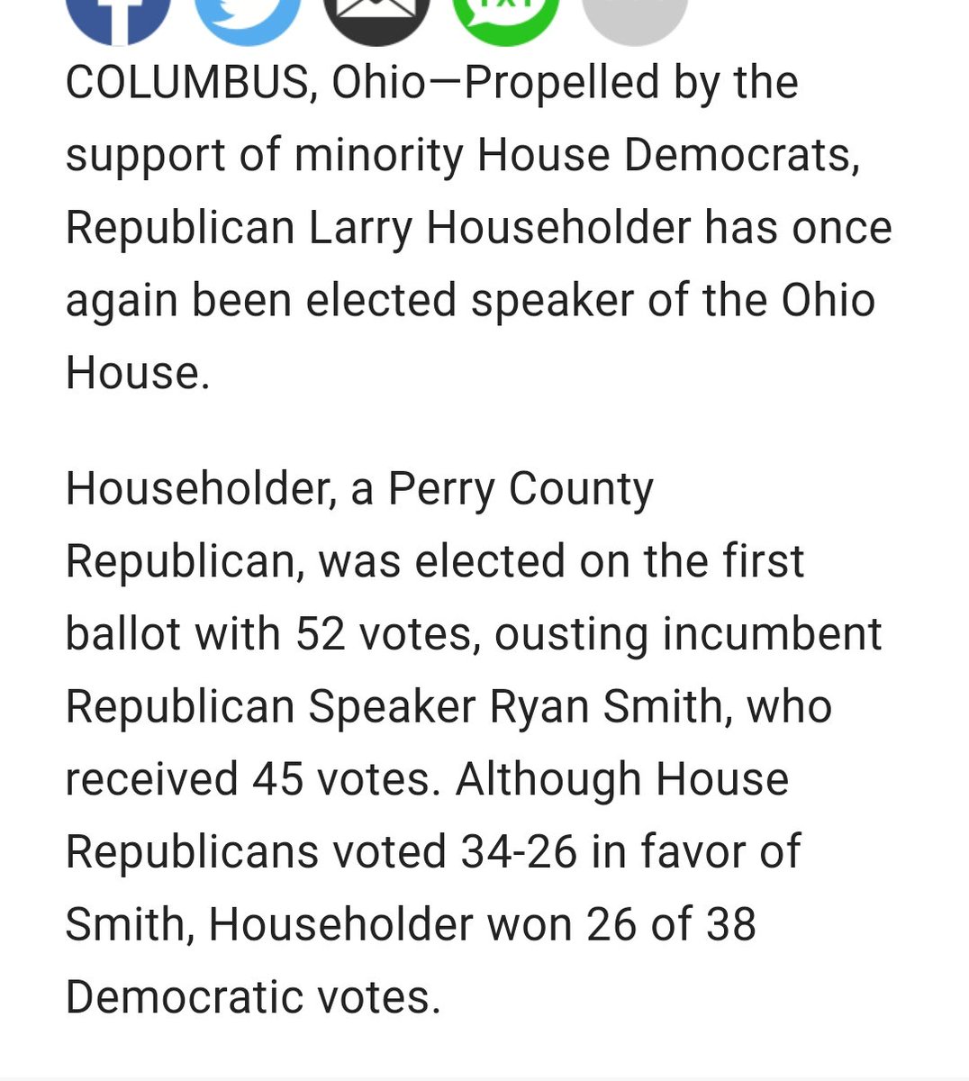 To win that Democratic support,  #Householder promised Democrats a number of changes, including naming Democratic co-chairs of the House committee on K-12  #education, as well as subcommittees on criminal justice and  #energy generation. https://www.cleveland.com/politics/2019/01/larry-householder-elected-ohio-house-speaker.html?outputType=amp&__twitter_impression=true&s=09 #FirstEnergy  #Ohio