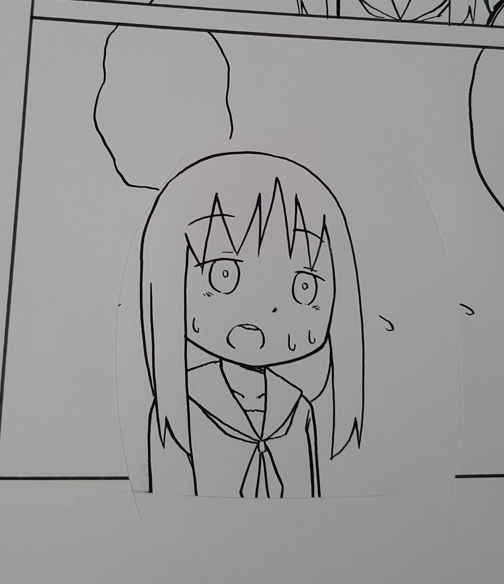 何故だか、原稿の一部をすげ替えた(切り貼りと言う)時の写真。
切り貼り得意だからみんなに見せようかと思ったけど、みんなデジタルだろうから関係ないな、と思ってやめたんでしょうね。 