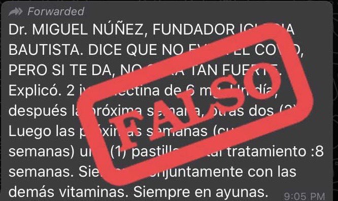 Está circulando una información falsa sobre el Covid-19 y un supuesto tratamiento recomendado por mi.

Por favor hagan viral esta aclaración para que nadie se automedique en una situación tan seria como la que vivimos.