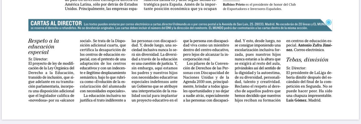 No privemos a los chicos discapacitados del sentido de la dignidad y la autoestima, de su diversidad, personalidad, talento y creativida .... POR LA EDUCACIÓN ESPECIAL Gracias Antonio Zafra Fátima Sampedro 💪🏼💚