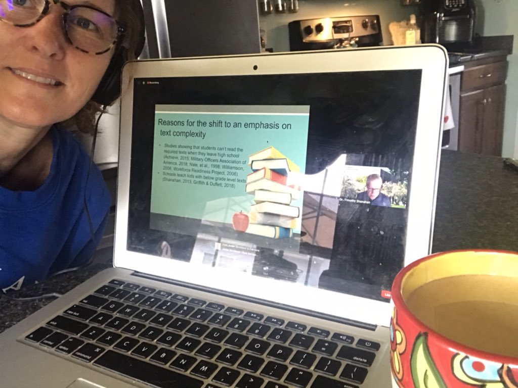 PhillipsFarm202's tweet photo. Glasses on, coffee close, headphones turned UP.... starting day two of Summer Conference with Dr. Shanahan! #AlwaysAReadingTeacher #complextexts #gradeleveltexts #ilovereading @CampNadeau @rucoschools @KeglerLisa https://t.co/lXWKnXfofD