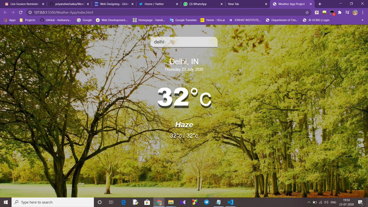 priyangshee1's tweet image. day 5 #gslearningcontest 
@girlscript1 ,@gssummit 

WEB DESIGNING

Today we create a awesome project on weather forecast.
i would like to thank our sir for sharing knowledge in such a short period of time.thank you so much sir  🙏@prince_shivaram