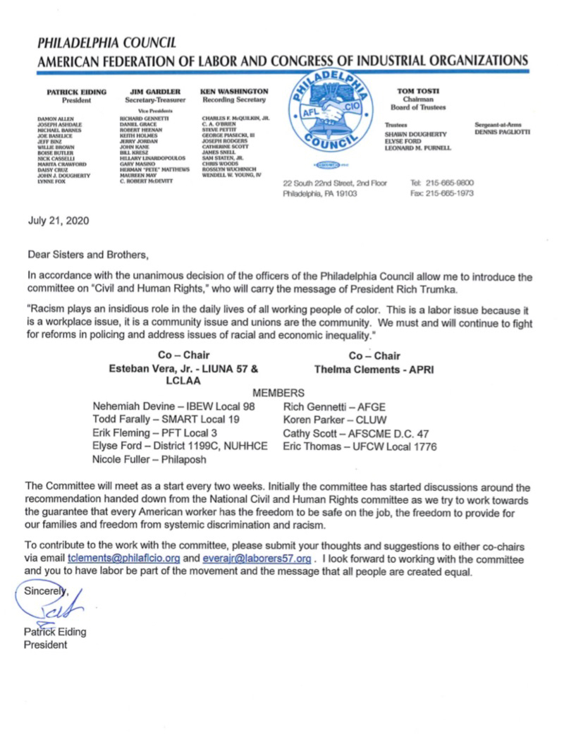 1199CNUHHCE's tweet photo. Congratulations to District 1199C's Vice President Elyse Ford ( @vp1199C_ )for being appointed to the Philadelphia AFL-CIO Executive Council’s Civil &amp; Human Rights Committee. 
#1199C https://t.co/lx2xEL3kJw