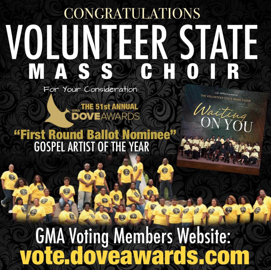 GMA members please consider 
Volunteer State Mass Choir 
#GospelArtistOfTheYear