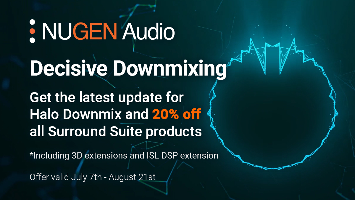 NUGENAudio's tweet image. Don't miss out - save 20% on plug-ins from our Surround Suite bundle (including 3D and ISL DSP extensions) until August 21st bit.ly/3gEIrkV #proaudio #prosound #postaudio #surroundmixing
