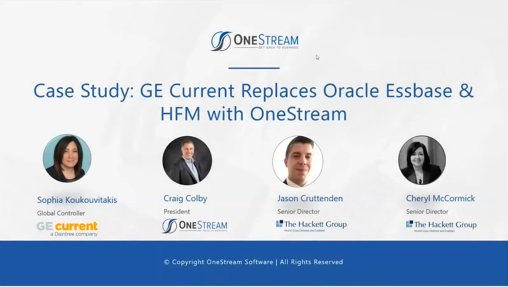 OneStream_Soft's tweet photo. Learn how GE Current unified their accounting, FP&amp;A &amp; tax teams and reduced the close to 5 days by replacing #Oracle Essbase &amp; #HFM with OneStream. Watch our webinar replay! https://t.co/bYcQMlMFZw #CustomerSuccess #Education #OneStreamXF #FinTech #Finance https://t.co/OL0lXilWh3