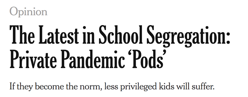 benshapiro's tweet photo. The memo has gone out: not only should schools shut down, you are a racist if you educate your child in another way, because educating your own child with a group of friends exacerbates educational inequality. Also you only want schools to open because you are racist. https://t.co/SrDnCQ4Qcz