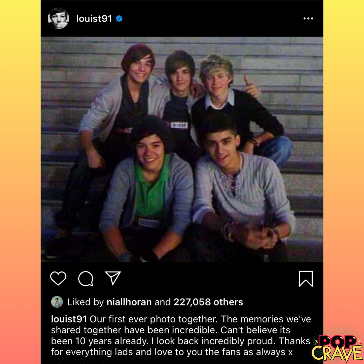 PopCrave's tweet photo. .@Harry_Styles, @Louis_Tomlinson, @NiallOfficial and @LiamPayne reflect on their time in #OneDirection on the group’s 10th anniversary. #10YearsOfOneDirection https://t.co/wuQmD1NGsz