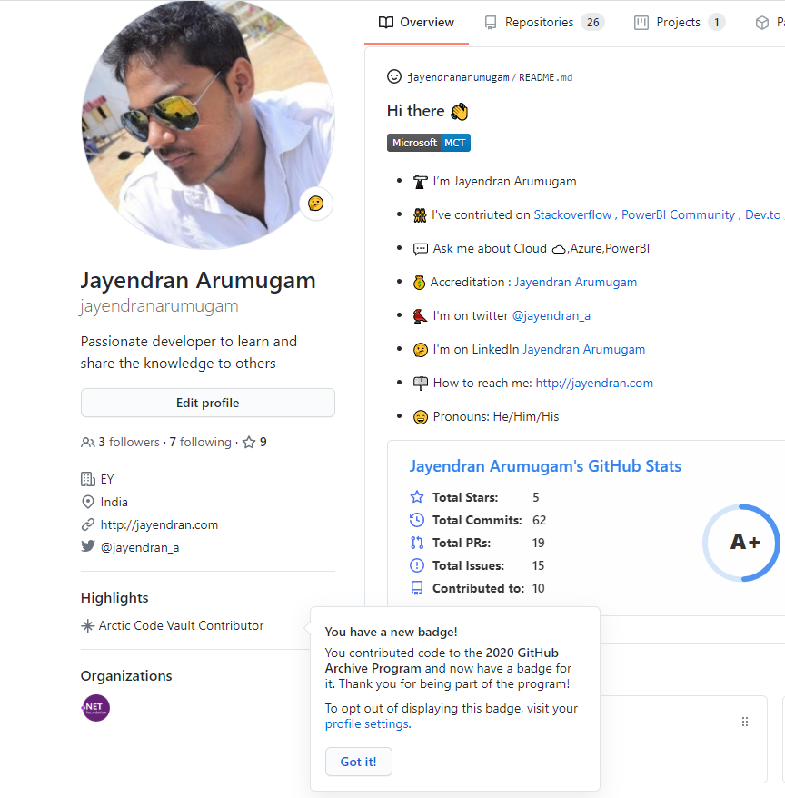 Jayendran_A's tweet photo. Achieved the Github Artic Code Vault Contributor !!
#GithubArchiveProgram #github #opensource #msdocs #azuredocs #powerbidocs
https://t.co/Kc15h4ig5w https://t.co/BMBiMEFgbW