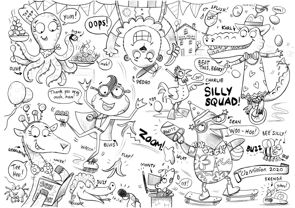SLibraries's tweet photo. It's finally here!! We're so happy to bring you this special Silly Squad draw along with @liz_million video. 

Pencils and paper at the ready and let the silliness begin. Head over to our Facebook page to join the fun - video launches at 2.30pm - https://t.co/t5HfhgvhHu https://t.co/uyrgKedVQM