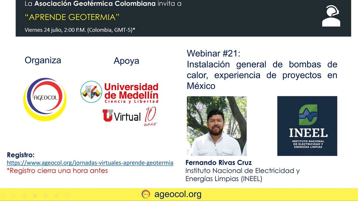 ageocol's tweet photo. Viernes de webinar.
Registrate en https://t.co/ITmaijAbgQ.

#geotermia #geothermal #geothermalenergy 

@geothermigcp636 
@lovegeothermal 
@CEGA_uchile 
@GRC2001 
@PiensaGeotermia 
@thinkgeoenergy https://t.co/5JsCM2EM8N