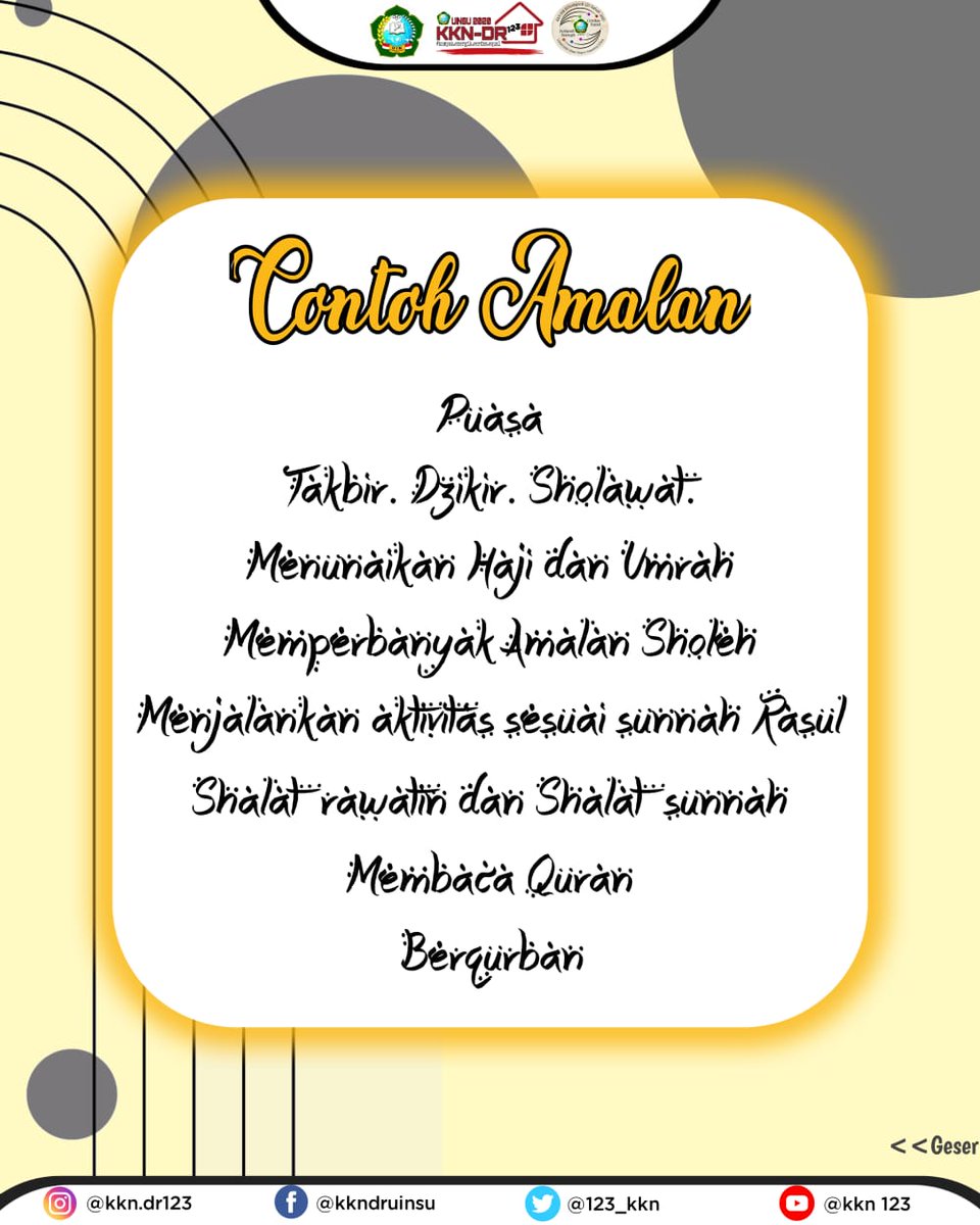 123_kkn's tweet photo. Gencarkan terus ya amalan-amalan baik itu apalagi dibulan Dzulhijjah seperti ini :))
#keepspirit #keepproductive #kkndr #staysafe #stayhealthy https://t.co/r3PlLaZMO9