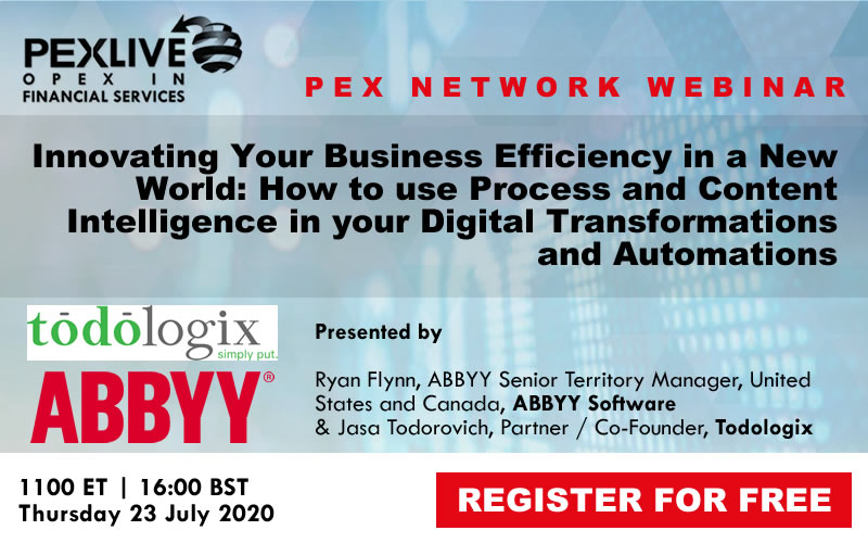 PEXNetwork_Team's tweet photo. #OPEXFS ends on a high with our final webinar case study on #financialservices efficiency using process &amp; intelligent for #DigitalTransformation &amp; #automation 

Join the experts from @TodoLogix and @ABBYY_Software right now!

Watch the live stream NOW:  https://t.co/dbSPizev1y https://t.co/APzKTa6voA