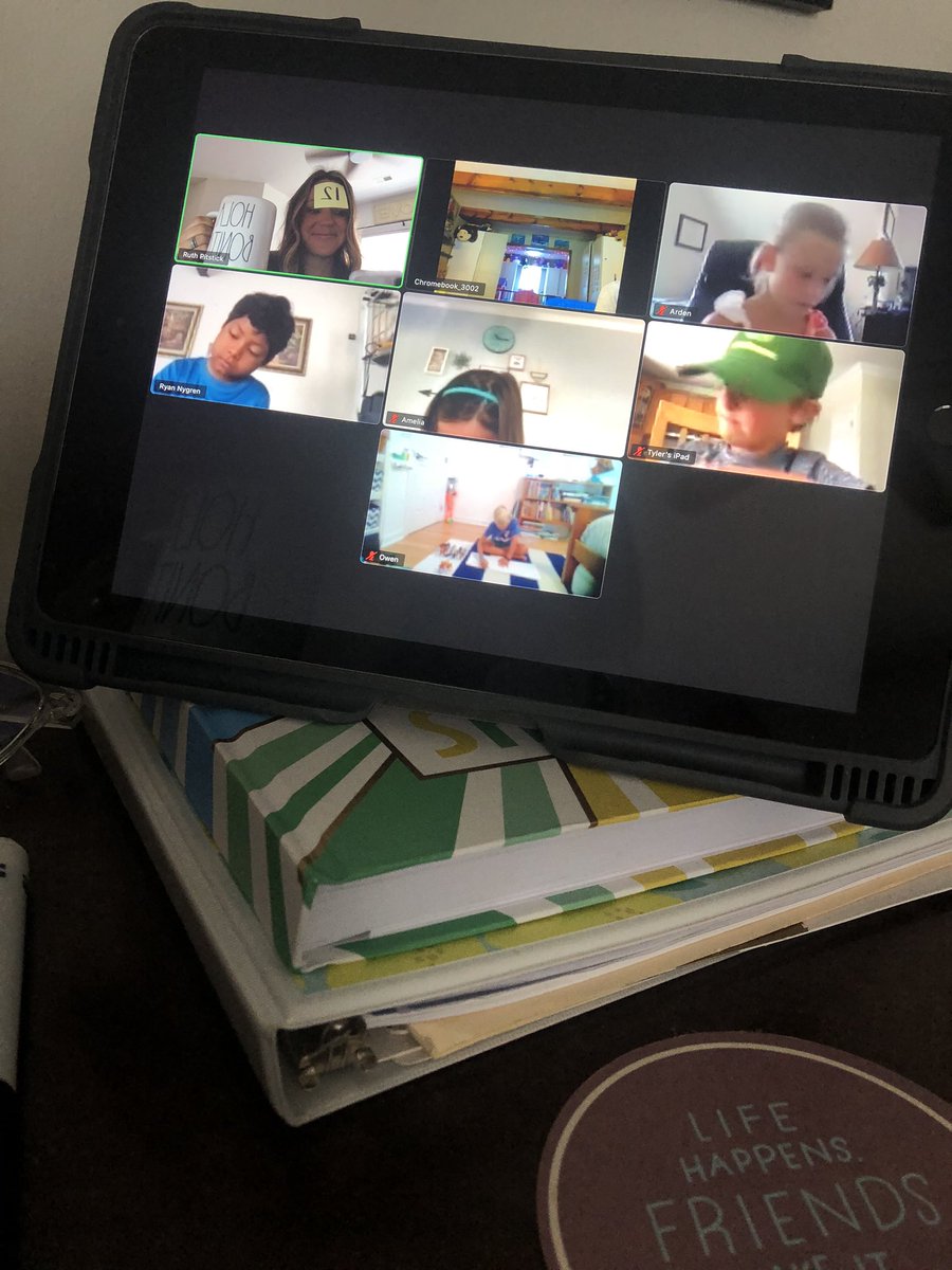 ruthpitstick's tweet photo. #Zoom small group math for summer #remotelearning. Never thought I’d be teaching this way, but I’m always open to learning. Today was a success and I’m holding onto that! #NHCSchat #virtuallearning #safedistance https://t.co/9gtB0m90y2
