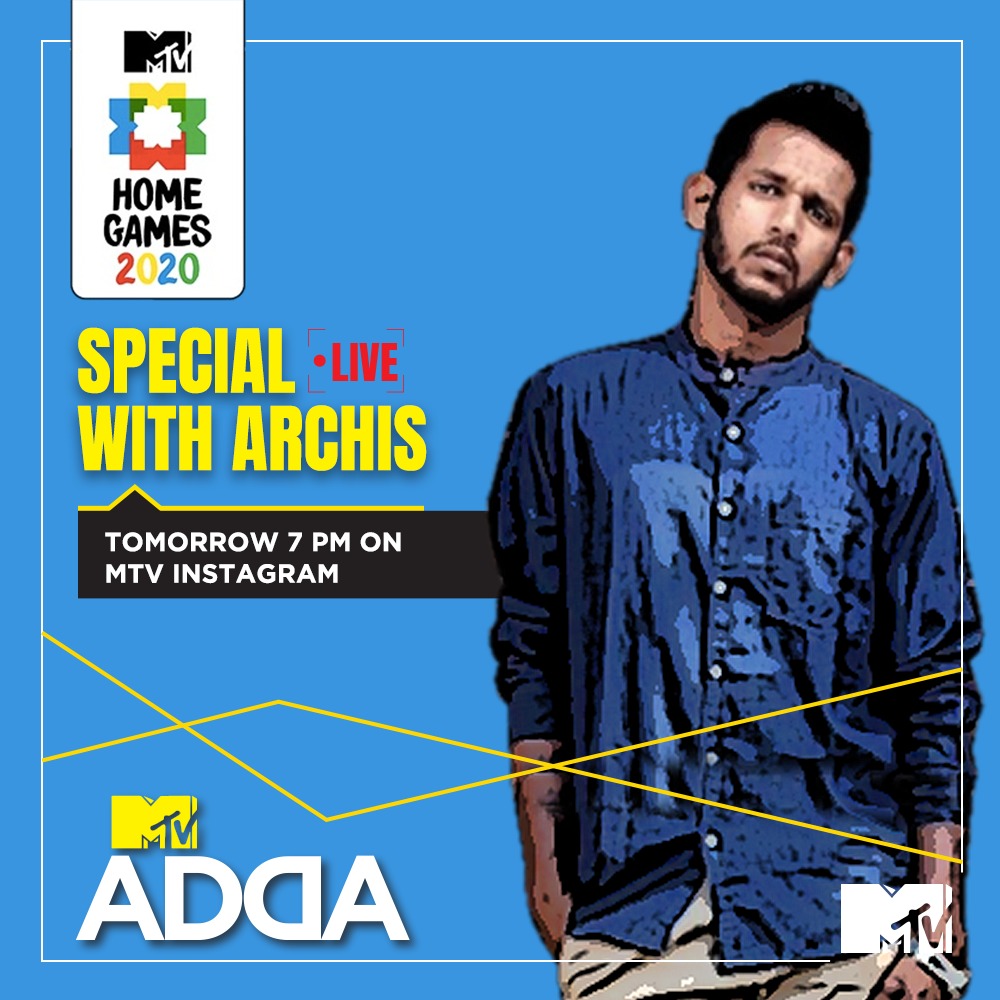 MTVIndia's tweet photo. Kal shaam 7 baje, Archis ke saath hogi #MTVHomeGames ki baat. 
Catch him LIVE on #MTVAdda, tonight at 7 PM on @MTVIndia's Instagram. https://t.co/PypkqIeQzH