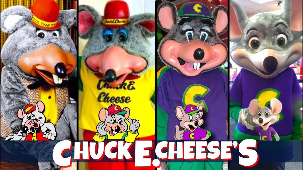 By the way, the mascot's full name is Charles Entertainment Cheese. What a legend.Chuck has changed a bit over the decades. From the looks of it he initially ran a loan sharking operation in the back of the restaurant before benjamin-buttoning into a Fortnite character