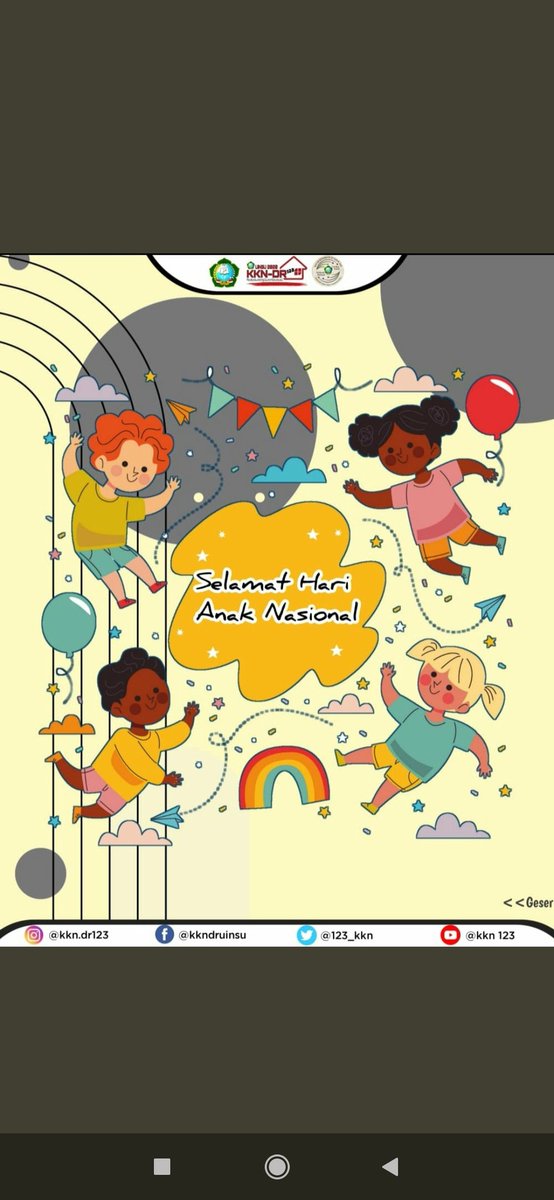 123_kkn's tweet photo. Selamat Hari Anak Nasionalโจ
#keepspirit #keepproductive #kkndr #staysafe #stayhealthy
-Repost- https://t.co/DpvSLZpkGk