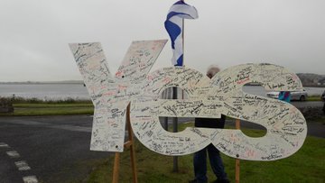 The Yes Orkney signature board was taken out of retirement.