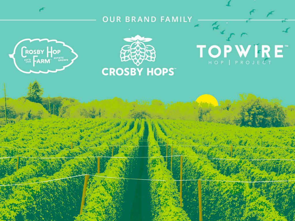 Oregon's <a href="/CrosbyHops/">Crosby Hops</a> Introduces Brand Family: Crosby Hops, Crosby Hop Farm and TopWire Hop Project.

Link: bit.ly/3fTWkMb