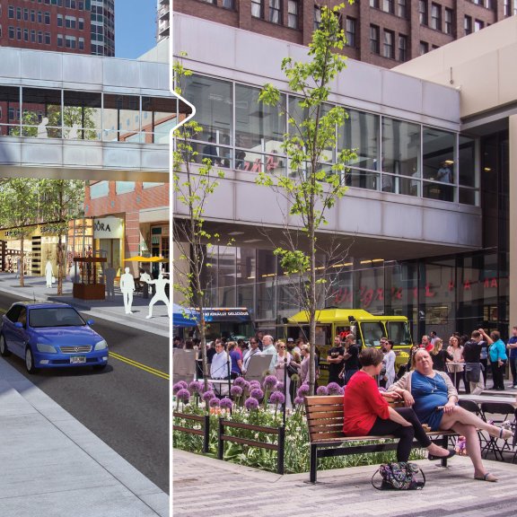 thinkConfluence's tweet photo. The revitalized Walnut Street corridor in Downtown Des Moines enhances the pedestrian experience and was crafted to attract new retail and restaurant uses to this urban district. #ConfluenceTBT https://t.co/IjonQ1I462