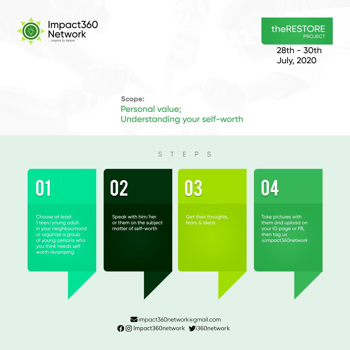 i360network's tweet photo. "It is difficult to make a man miserable while he feels worthy of him self" -Abraham Lincoln.
 Do you believe in value restoration as a key to personal development among youths?
#impact360network 
#selfworth
#valuerestoration
#therestoreproject https://t.co/UQLu2K1KBj