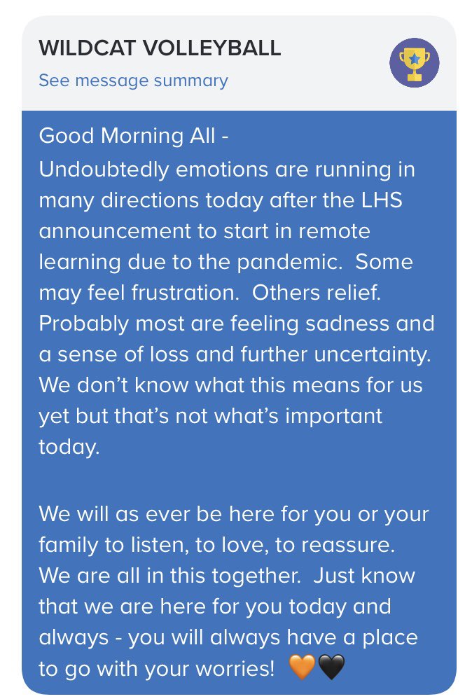 A message to our volleyball family 🧡🖤