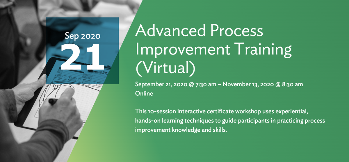 VM_Institute's tweet photo. Join us from the US or the UK for Advanced Process Improvement Training, our new all-virtual intensive training experience.  Receive personalized coaching to conduct practical improvement work at your organization. Register here: https://t.co/zg4N48cGxI https://t.co/fvKRHmPJJu