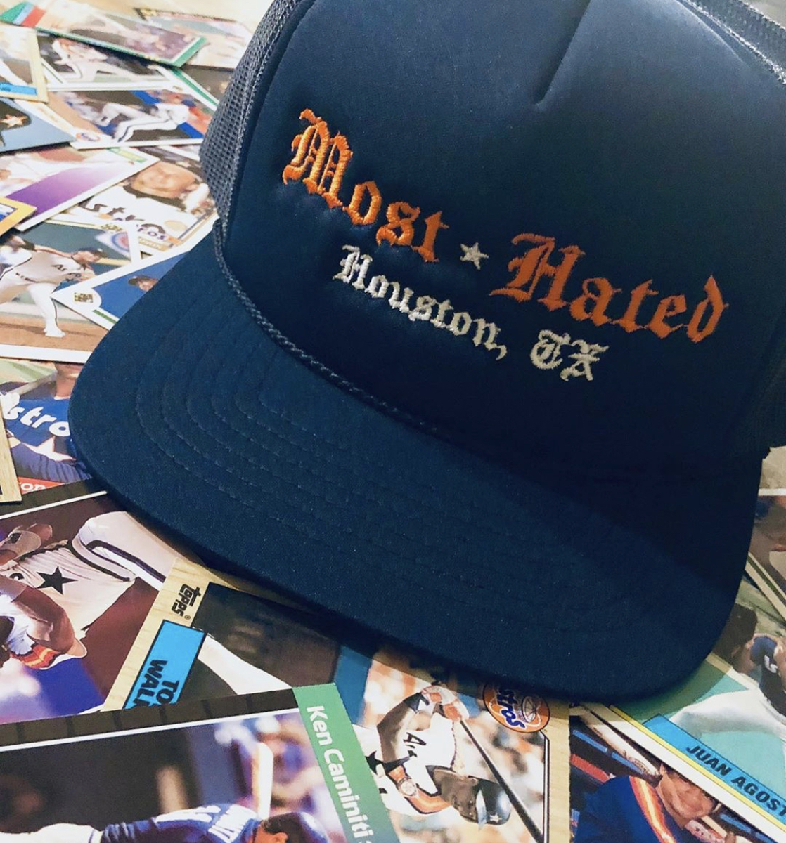WeRunGame's tweet photo. The Most Hated tour begins tomorrow! 🤘 Just in time your favorite trucker hats have been re-stocked on our site. Grab one now before they sell out again 💨 #MostHated #HTXBaseball #WeRunGame https://t.co/GMfb7JrifE #AstrosFan #AstrosTwitter #AstrosLove #HiHaters https://t.co/9MOnh5nwoY