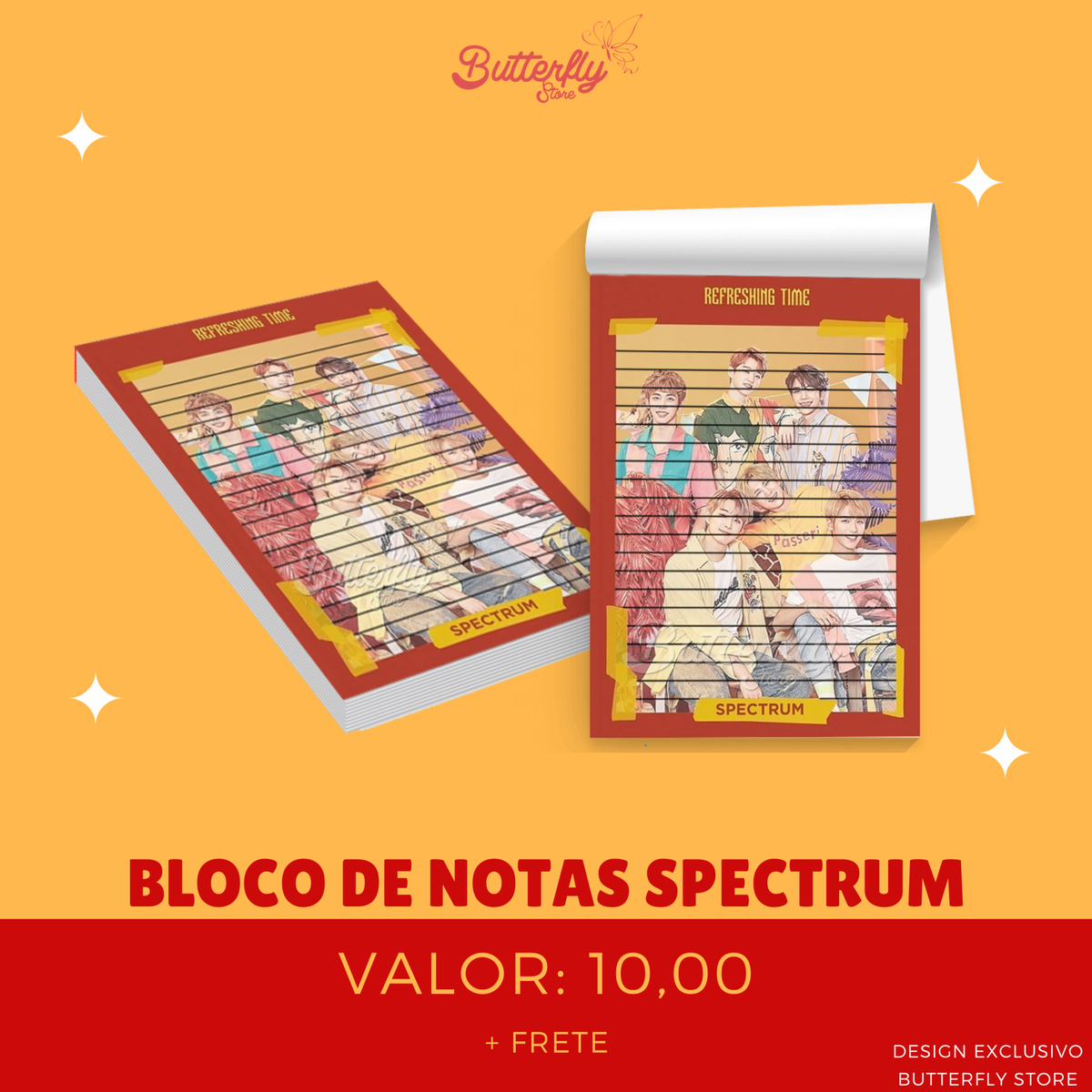 ButterflyStore_'s tweet photo. [FANMADE] E o dia hoje é especial, pois temos um bloquinho lindo de um dos grupos super talentosos do Kpop.
Que tal fazer suas anotações neste bloco personalizado do #Sprectrum? Você que é uma #Lantana antenado não pode ficar sem o seu! Garanta já o seu!

#ThankYouSpectrum https://t.co/WaKvo6MXhA
