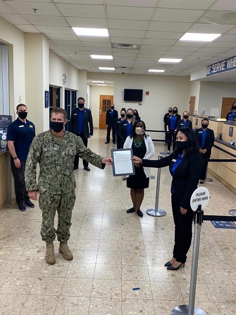 NavyFederal's tweet photo. Congrats to our branch aboard NSA Bahrain for celebrating 40 years of serving the community and winning the Department of the Navy Distinguished CU Award! https://t.co/djJ6SxXF37