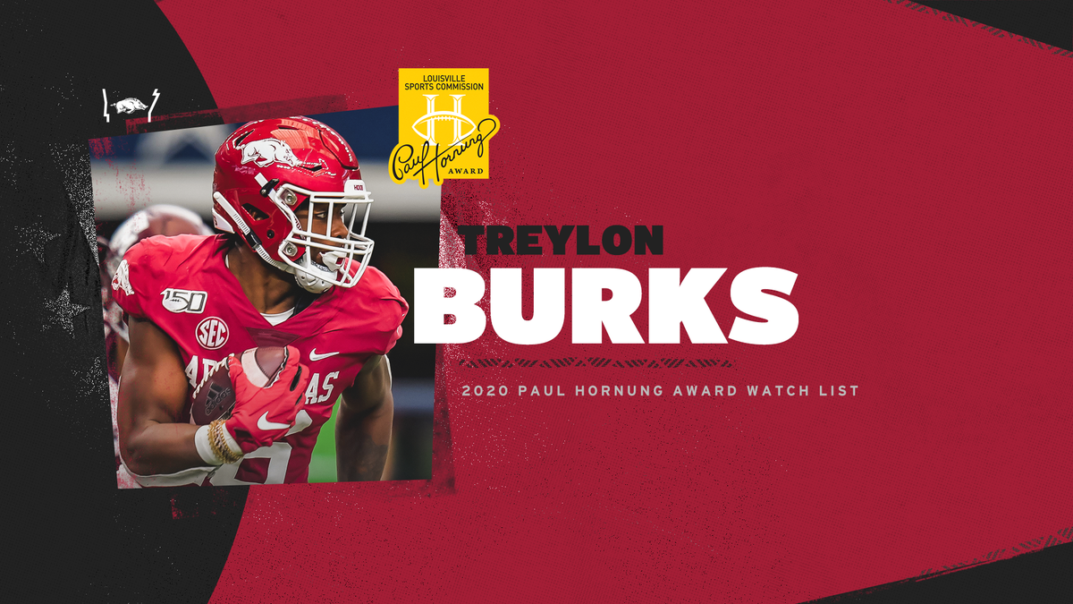 RazorbackFB's tweet photo. The ⚡electric⚡ Treylon Burks named as one of 50 to the Paul Hornung Award Watch List.

https://t.co/Ks9Tqc4b2n https://t.co/NtE6byXJ5F