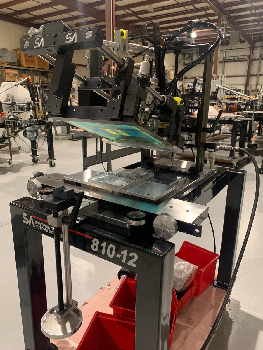 systauto's tweet photo. Our 810-12 Semi-Automatic Screen Printer is the heart of all Systematic Automation screen printers!  #screenprinting #screenprint #screenprinters #screenprintingshop #screenprintinglife #silkscreenprinting #silkscreen #silkscreening #promotion #promotionalproducts #brewery #kegs https://t.co/2oHb6X0YU8