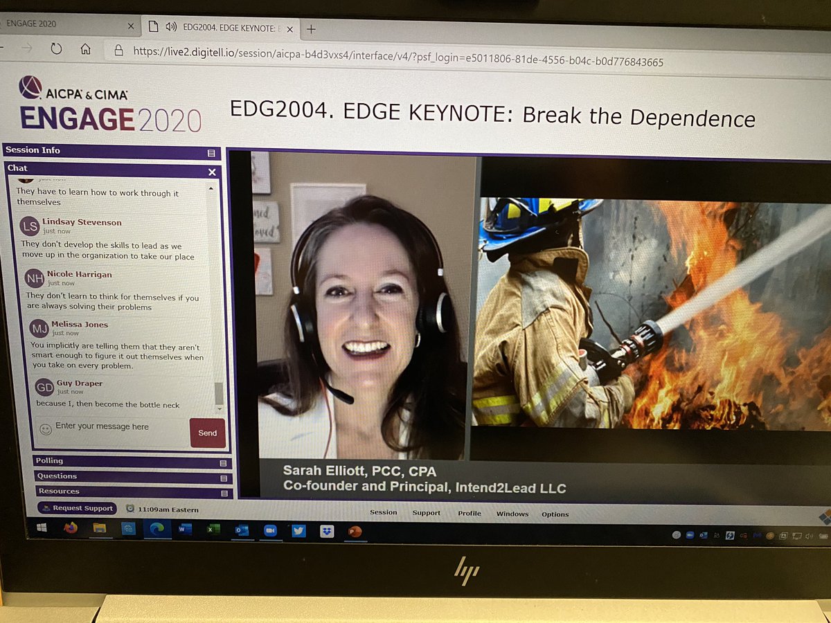 SueStutzel's tweet photo. Amazing start to #aicpaedge today by @selliott99 of @Intend2lead! Breaking the dependence and entering the #DimensionofPossible! #engage2020 https://t.co/WTaL4teGDY