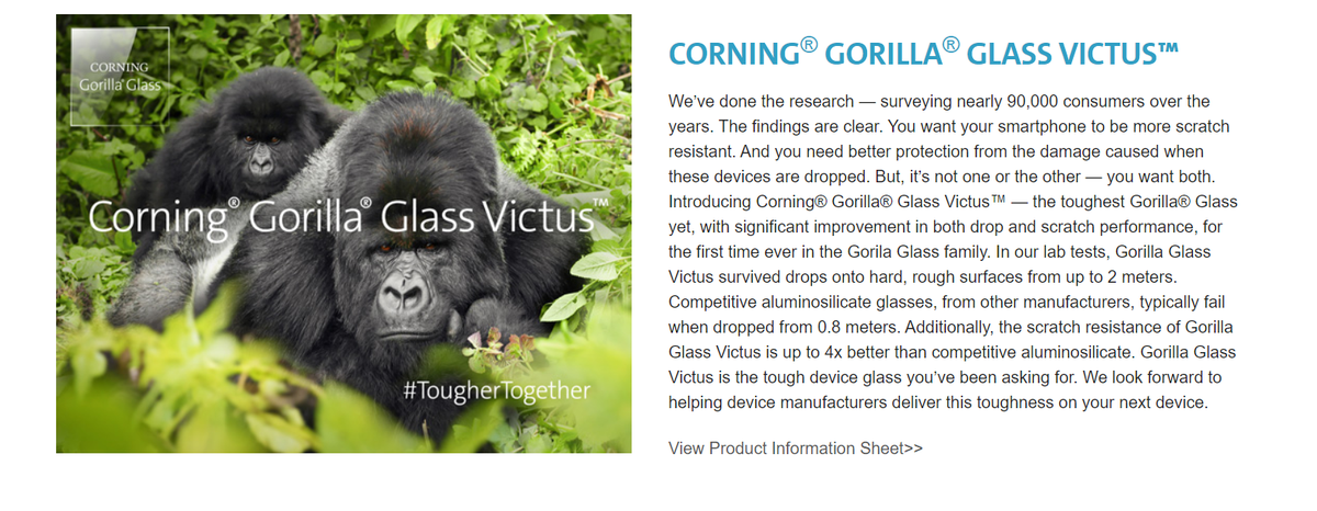 Corning Gorilla Glass Victus is finally here.
@corninggorilla #Corning #GorillaGlassVictus